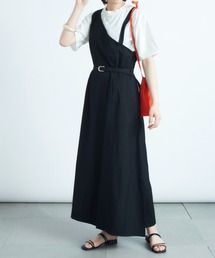 【MAISON BREEZE】アシンメトリーベルテッドワンピース KNF　【手洗い可】