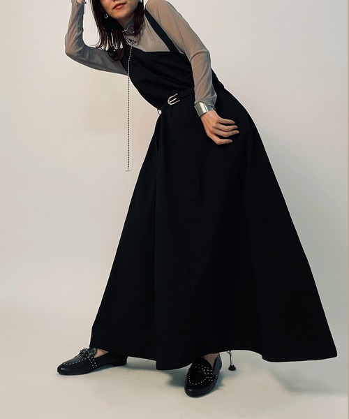 MAISON BREEZE(メゾンブリーズ)の「【MAISON BREEZE】アシンメトリーベルテッドワンピース KNF 【手洗い可】(ワンピース・レディース・ブラック/ベージュ・FREE)」の7枚目の写真