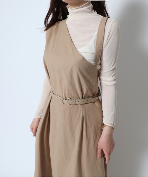 MAISON BREEZE(メゾンブリーズ)の「【MAISON BREEZE】アシンメトリーベルテッドワンピース KNF 【手洗い可】(ワンピース・レディース・ブラック/ベージュ・FREE)」の16枚目の写真