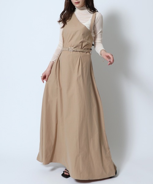 MAISON BREEZE(メゾンブリーズ)の「【MAISON BREEZE】アシンメトリーベルテッドワンピース KNF 【手洗い可】(ワンピース・レディース・ブラック/ベージュ・FREE)」の15枚目の写真