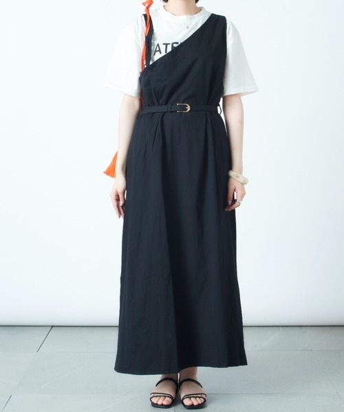 MAISON BREEZE(メゾンブリーズ)の「【MAISON BREEZE】アシンメトリーベルテッドワンピース KNF 【手洗い可】(ワンピース・レディース・ブラック/ベージュ・FREE)」の20枚目の写真