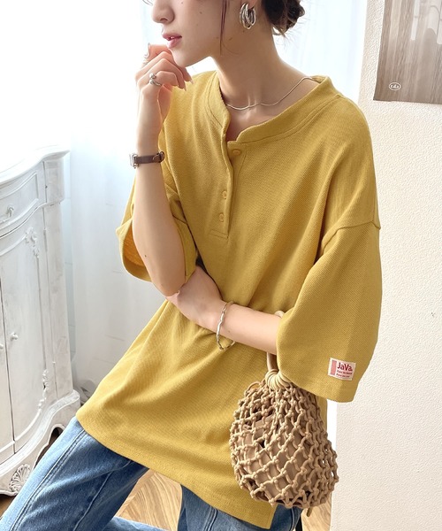 Java(ジャバ)の「《JaVaジャバ コラボ》レトロ魅せ。綿100%ヘビーウェイト鹿の子スタンドネックTee(Tシャツ/カットソー・レディース・ホワイト/ブラック/イエロー/グリーン系その他・SMALL/MEDIUM/LARGE/X-LARGE)」の15枚目の写真