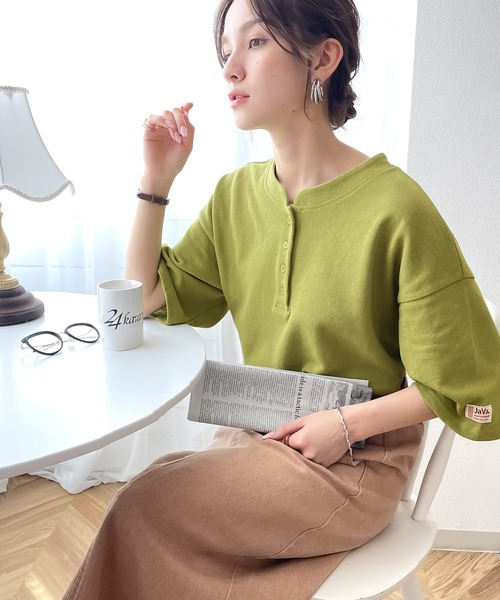 Java(ジャバ)の「《JaVaジャバ コラボ》レトロ魅せ。綿100%ヘビーウェイト鹿の子スタンドネックTee(Tシャツ/カットソー・レディース・ホワイト/ブラック/イエロー/グリーン系その他・SMALL/MEDIUM/LARGE/X-LARGE)」の10枚目の写真