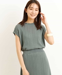 MK MICHEL KLEIN | 【洗える】レース柄フレンチスリーブニット(ニット/セーター)