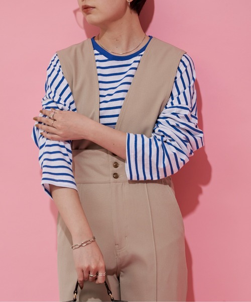 Aunt Marie's（アントマリーズ）の「フロントボタン2WAYサロペット / スラックス（サロペット/オーバーオール・レディース・ブラック/ベージュ/パープル・S/FREE）」の16枚目の写真