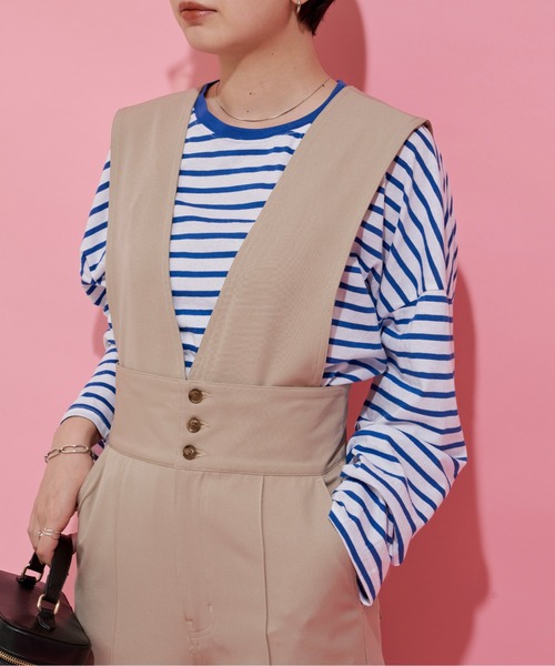 Aunt Marie's（アントマリーズ）の「フロントボタン2WAYサロペット / スラックス（サロペット/オーバーオール・レディース・ブラック/ベージュ/パープル・S/FREE）」の14枚目の写真