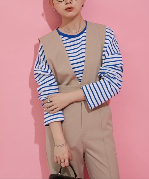 Aunt Marie's（アントマリーズ）の「フロントボタン2WAYサロペット / スラックス（サロペット/オーバーオール・レディース・ブラック/ベージュ/パープル・S/FREE）」の12枚目の写真