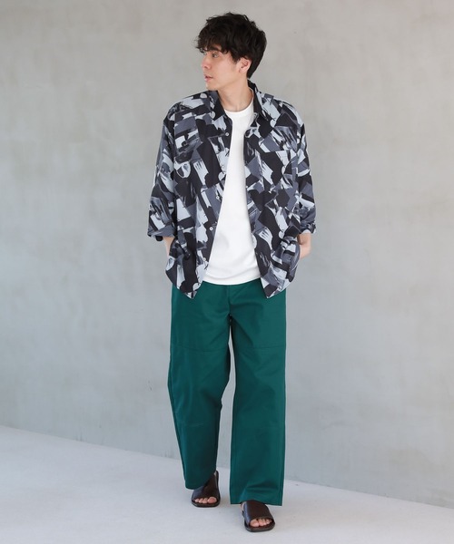 LAKOLE（ラコレ）の「プリントクロップドスリーブシャツ / 263883（シャツ/ブラウス・メンズ・グレー/グリーン/ブラック/ネイビー・LARGE/MEDIUM）」の18枚目の写真