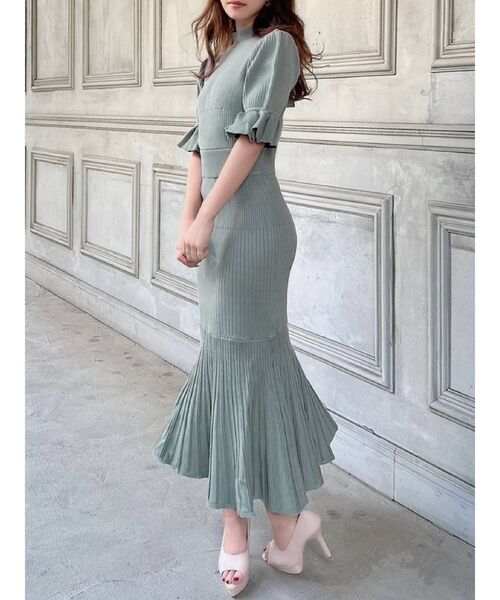 RESEXXY（リゼクシー）の「スリーブデザインマーメイドワンピース（ワンピース・レディース・ブラック/ベージュ/ミント/モカ・FREE）」の4枚目の写真