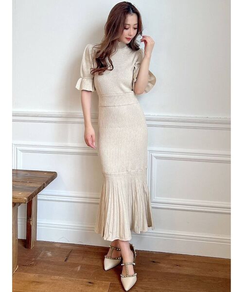 RESEXXY（リゼクシー）の「スリーブデザインマーメイドワンピース（ワンピース・レディース・ブラック/ベージュ/ミント/モカ・FREE）」の6枚目の写真