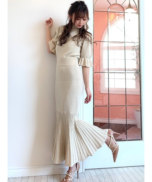 RESEXXY（リゼクシー）の「スリーブデザインマーメイドワンピース（ワンピース・レディース・ブラック/ベージュ/ミント/モカ・FREE）」の7枚目の写真