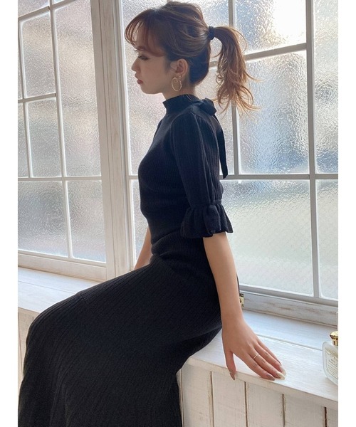 RESEXXY（リゼクシー）の「スリーブデザインマーメイドワンピース（ワンピース・レディース・ブラック/ベージュ/ミント/モカ・FREE）」の9枚目の写真