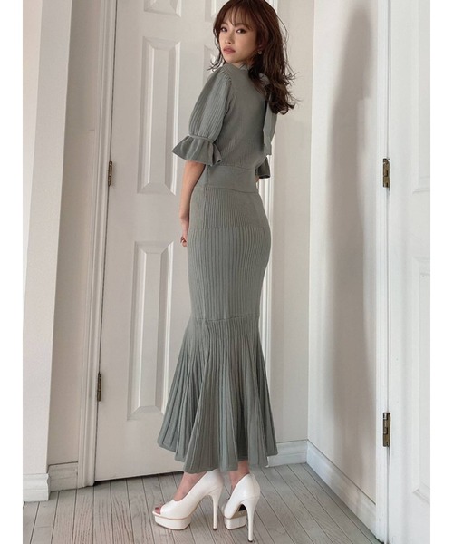 RESEXXY（リゼクシー）の「スリーブデザインマーメイドワンピース（ワンピース・レディース・ブラック/ベージュ/ミント/モカ・FREE）」の10枚目の写真