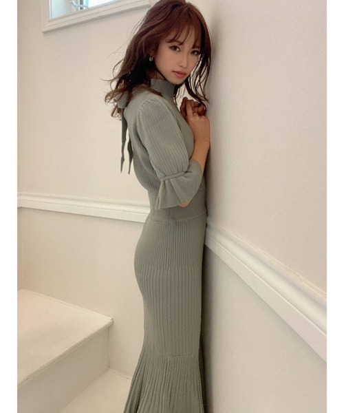RESEXXY（リゼクシー）の「スリーブデザインマーメイドワンピース（ワンピース・レディース・ブラック/ベージュ/ミント/モカ・FREE）」の11枚目の写真