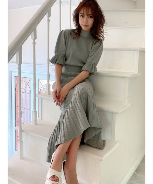 RESEXXY（リゼクシー）の「スリーブデザインマーメイドワンピース（ワンピース・レディース・ブラック/ベージュ/ミント/モカ・FREE）」の12枚目の写真