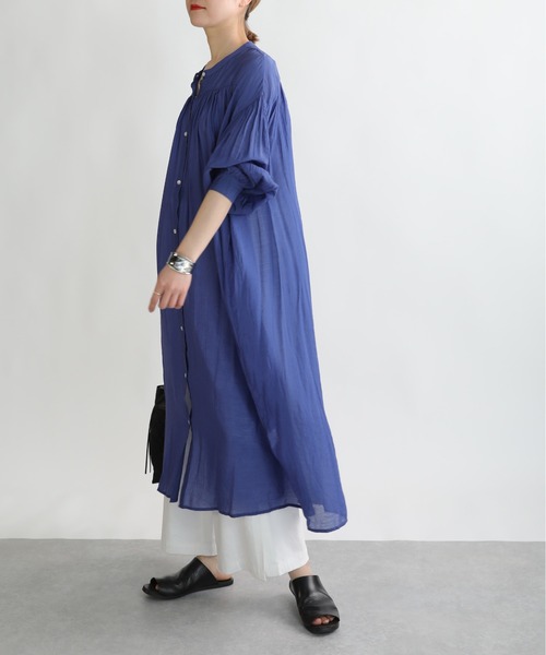 PICCIN（ピッチン）の「ノーカラーギャザーワンピース（ワンピース・レディース・ピンク/ブラック/ブルー・M）」の21枚目の写真