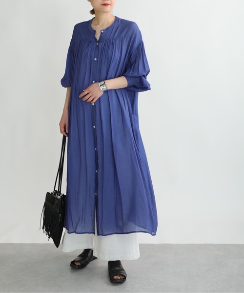 PICCIN（ピッチン）の「ノーカラーギャザーワンピース（ワンピース・レディース・ピンク/ブラック/ブルー・M）」の18枚目の写真