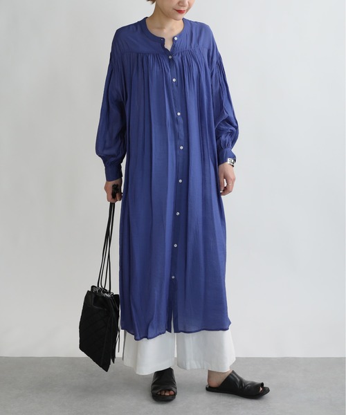 PICCIN（ピッチン）の「ノーカラーギャザーワンピース（ワンピース・レディース・ピンク/ブラック/ブルー・M）」の22枚目の写真