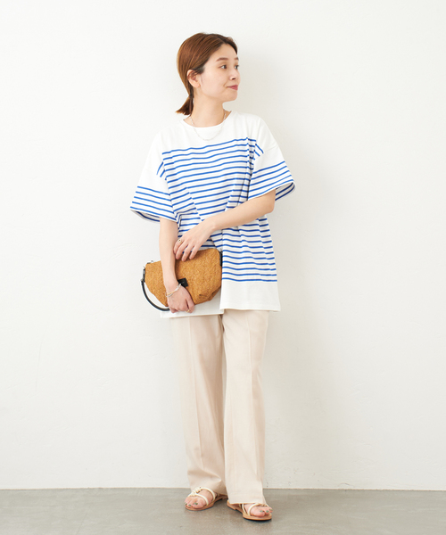 JOURNAL STANDARD（ジャーナルスタンダード）の「パネルボーダーTシャツ（Tシャツ/カットソー・レディース・ブラック/グリーン/ネイビー系1/ブルー系1・FREE）」の12枚目の写真