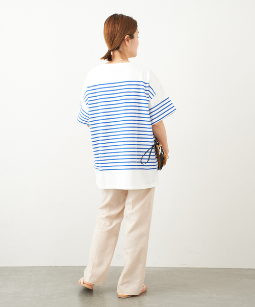 JOURNAL STANDARD（ジャーナルスタンダード）の「パネルボーダーTシャツ（Tシャツ/カットソー・レディース・ブラック/グリーン/ネイビー系1/ブルー系1・FREE）」の13枚目の写真