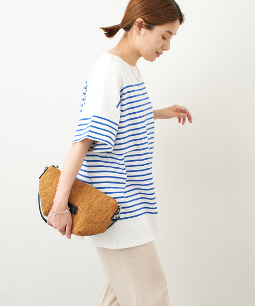 JOURNAL STANDARD（ジャーナルスタンダード）の「パネルボーダーTシャツ（Tシャツ/カットソー・レディース・ブラック/グリーン/ネイビー系1/ブルー系1・FREE）」の15枚目の写真