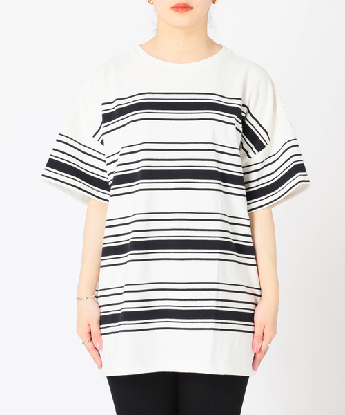 JOURNAL STANDARD（ジャーナルスタンダード）の「パネルボーダーTシャツ（Tシャツ/カットソー・レディース・ブラック/グリーン/ネイビー系1/ブルー系1・FREE）」の17枚目の写真