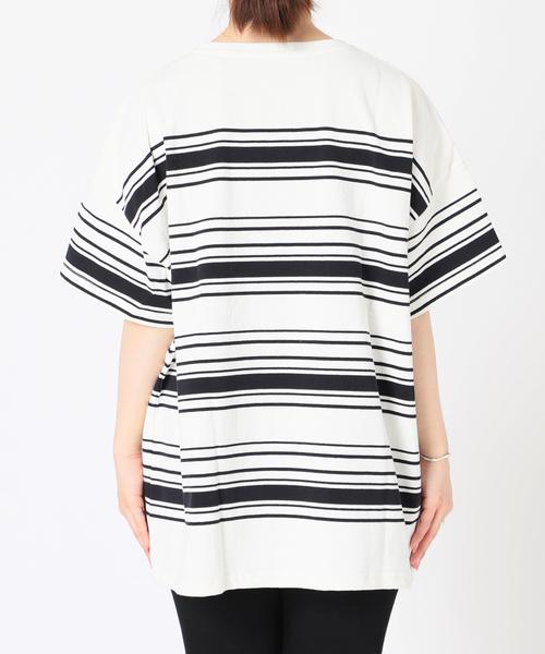 JOURNAL STANDARD（ジャーナルスタンダード）の「パネルボーダーTシャツ（Tシャツ/カットソー・レディース・ブラック/グリーン/ネイビー系1/ブルー系1・FREE）」の19枚目の写真