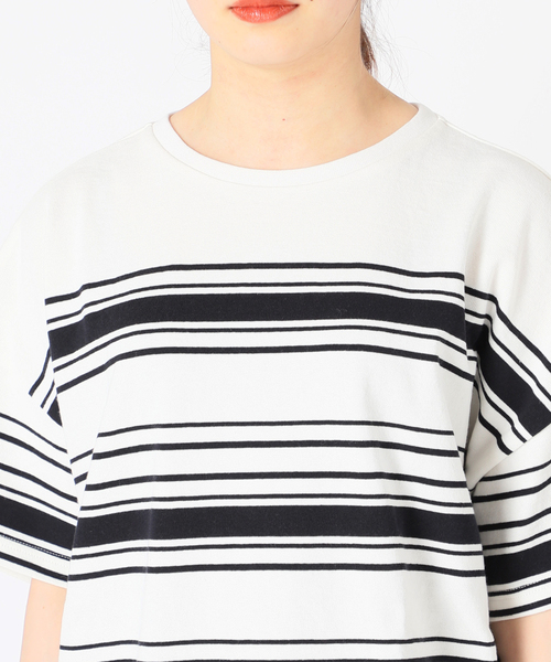 JOURNAL STANDARD（ジャーナルスタンダード）の「パネルボーダーTシャツ（Tシャツ/カットソー・レディース・ブラック/グリーン/ネイビー系1/ブルー系1・FREE）」の20枚目の写真