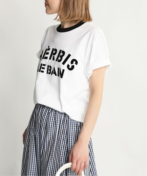 PICCIN（ピッチン）の「HERBISイタリアンフロッキーリンガーカラーTシャツ（Tシャツ/カットソー・レディース・ブラック/レッド・M）」の14枚目の写真