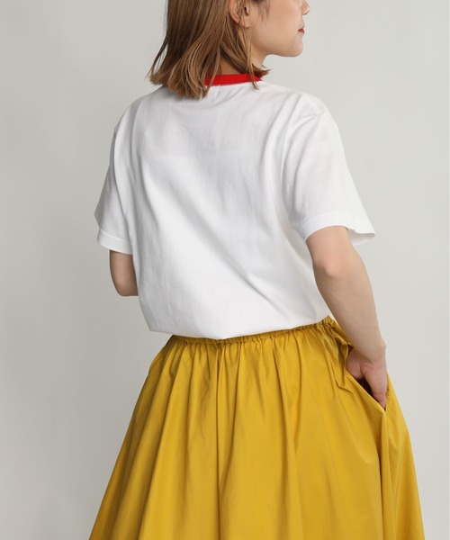 PICCIN（ピッチン）の「HERBISイタリアンフロッキーリンガーカラーTシャツ（Tシャツ/カットソー・レディース・ブラック/レッド・M）」の22枚目の写真