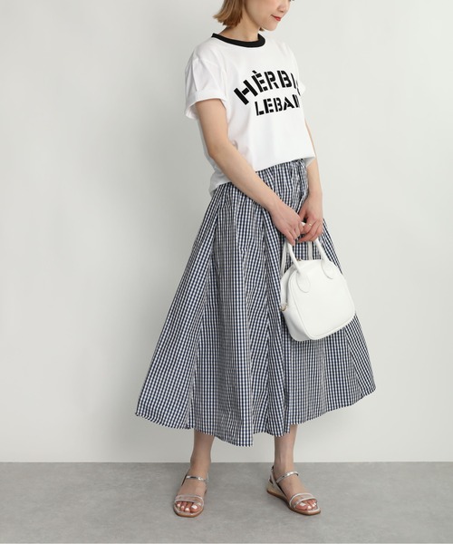 PICCIN（ピッチン）の「HERBISイタリアンフロッキーリンガーカラーTシャツ（Tシャツ/カットソー・レディース・ブラック/レッド・M）」の19枚目の写真