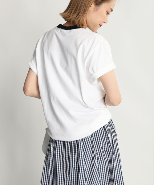 PICCIN（ピッチン）の「HERBISイタリアンフロッキーリンガーカラーTシャツ（Tシャツ/カットソー・レディース・ブラック/レッド・M）」の15枚目の写真