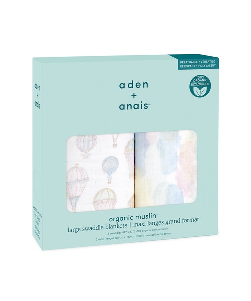 aden + anais （エイデンアンドアネイ）の「スワドル オーガニック 2枚入り（おくるみ・キッズ・ホワイト×ネイビー/アッシュブラウン/ホワイト×グリーン/ライトパープル/ライトピンク/オレンジ/グリーン/ライトブラウン・FREE）」の15枚目の写真