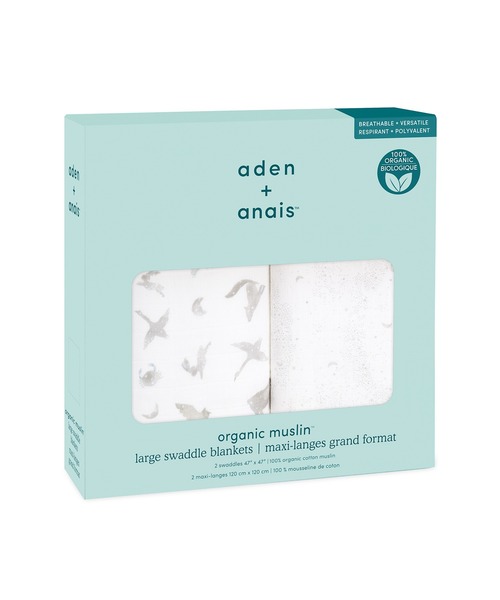 aden + anais （エイデンアンドアネイ）の「スワドル オーガニック 2枚入り（おくるみ・キッズ・ホワイト×ネイビー/アッシュブラウン/ホワイト×グリーン/ライトパープル/ライトピンク/オレンジ/グリーン/ライトブラウン・FREE）」の16枚目の写真