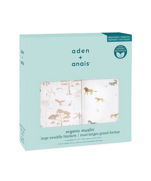 aden + anais （エイデンアンドアネイ）の「スワドル オーガニック 2枚入り（おくるみ・キッズ・ホワイト×ネイビー/アッシュブラウン/ホワイト×グリーン/ライトパープル/ライトピンク/オレンジ/グリーン/ライトブラウン・FREE）」の17枚目の写真