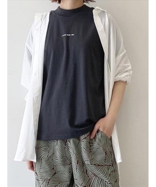 Samansa Mos2 blue（サマンサモスモスブルー）の「ハイネックプチロゴＴシャツ（Tシャツ/カットソー・レディース・オフホワイト/モカ/チャコール・ﾌﾘ-）」の8枚目の写真