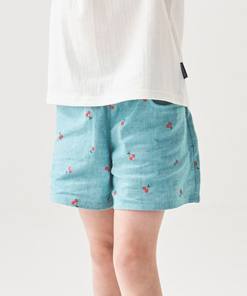 Moujonjon（ムージョンジョン）の「ＳＴダンガリーフルーツ柄込ショーパン（その他パンツ・キッズ・ベージュ/グリーン・140/90/100/130/110/95/120）」の2枚目の写真