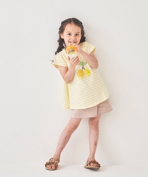 Moujonjon（ムージョンジョン）の「ＳＴダンガリーフルーツ柄込ショーパン（その他パンツ・キッズ・ベージュ/グリーン・140/90/100/130/110/95/120）」の8枚目の写真