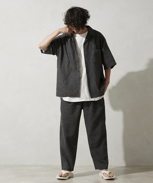 JOURNAL STANDARD relume（ジャーナルスタンダード　レリューム）の「セミワイド リネンイージーパンツ（その他パンツ・メンズ・ブラウン/グリーン/ブラックミックス/ブルー系その他・MEDIUM/LARGE）」の2枚目の写真