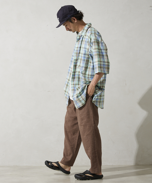 JOURNAL STANDARD relume（ジャーナルスタンダード　レリューム）の「セミワイド リネンイージーパンツ（その他パンツ・メンズ・ブラウン/グリーン/ブラックミックス/ブルー系その他・MEDIUM/LARGE）」の5枚目の写真