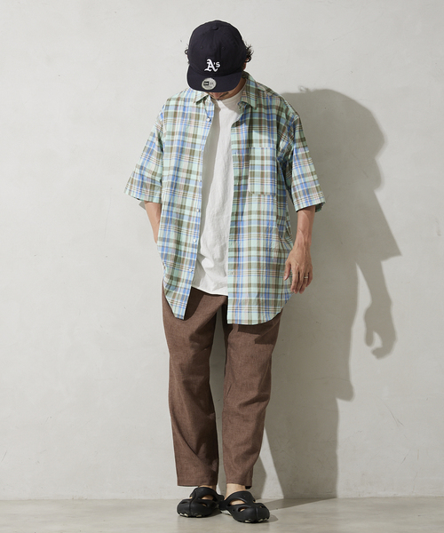 JOURNAL STANDARD relume（ジャーナルスタンダード　レリューム）の「セミワイド リネンイージーパンツ（その他パンツ・メンズ・ブラウン/グリーン/ブラックミックス/ブルー系その他・MEDIUM/LARGE）」の6枚目の写真