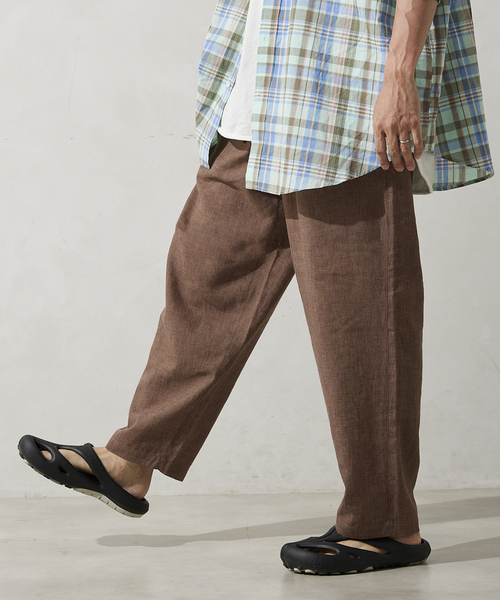 JOURNAL STANDARD relume（ジャーナルスタンダード　レリューム）の「セミワイド リネンイージーパンツ（その他パンツ・メンズ・ブラウン/グリーン/ブラックミックス/ブルー系その他・MEDIUM/LARGE）」の7枚目の写真