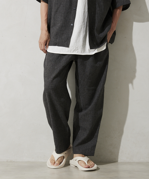 JOURNAL STANDARD relume（ジャーナルスタンダード　レリューム）の「セミワイド リネンイージーパンツ（その他パンツ・メンズ・ブラウン/グリーン/ブラックミックス/ブルー系その他・MEDIUM/LARGE）」の10枚目の写真