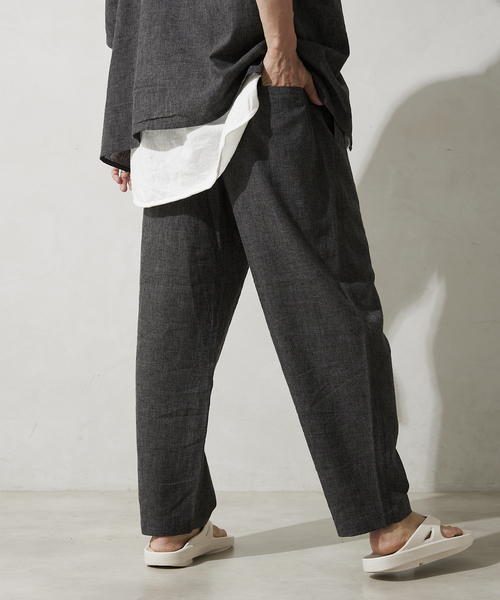 JOURNAL STANDARD relume（ジャーナルスタンダード　レリューム）の「セミワイド リネンイージーパンツ（その他パンツ・メンズ・ブラウン/グリーン/ブラックミックス/ブルー系その他・MEDIUM/LARGE）」の12枚目の写真