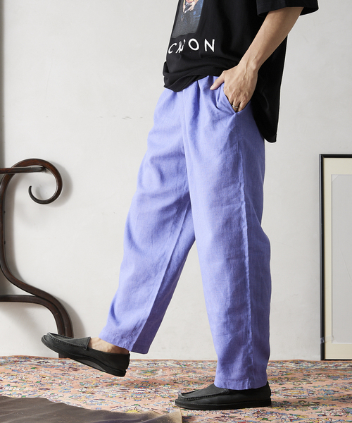 JOURNAL STANDARD relume（ジャーナルスタンダード　レリューム）の「セミワイド リネンイージーパンツ（その他パンツ・メンズ・ブラウン/グリーン/ブラックミックス/ブルー系その他・MEDIUM/LARGE）」の16枚目の写真
