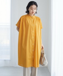 Green　Parks | インド綿 ギャザー5分袖チュニック(シャツ/ブラウス)