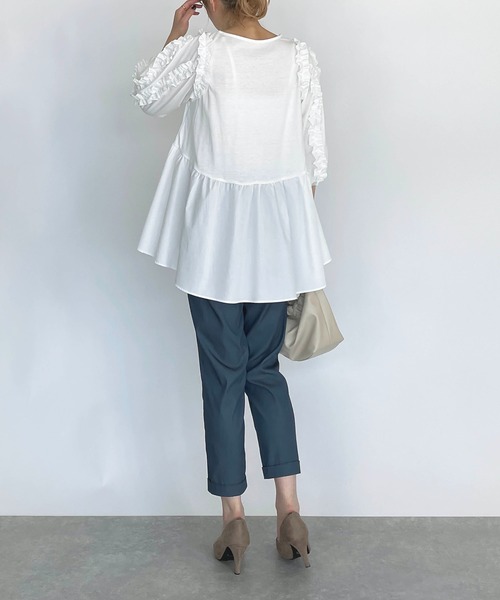 PICCIN(ピッチン)の「袖フリル切替えプルオーバー(Tシャツ/カットソー・レディース・ブラック/オフホワイト・M/L)」の10枚目の写真