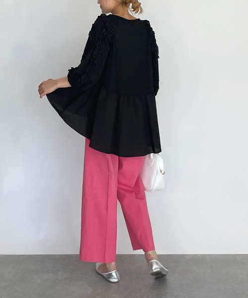 PICCIN(ピッチン)の「袖フリル切替えプルオーバー(Tシャツ/カットソー・レディース・ブラック/オフホワイト・M/L)」の21枚目の写真