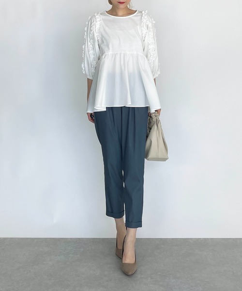 PICCIN(ピッチン)の「袖フリル切替えプルオーバー(Tシャツ/カットソー・レディース・ブラック/オフホワイト・M/L)」の8枚目の写真