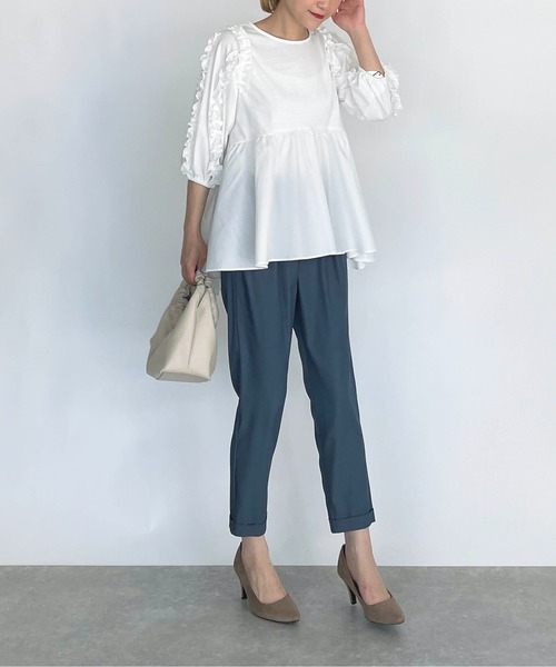 PICCIN(ピッチン)の「袖フリル切替えプルオーバー(Tシャツ/カットソー・レディース・ブラック/オフホワイト・M/L)」の12枚目の写真